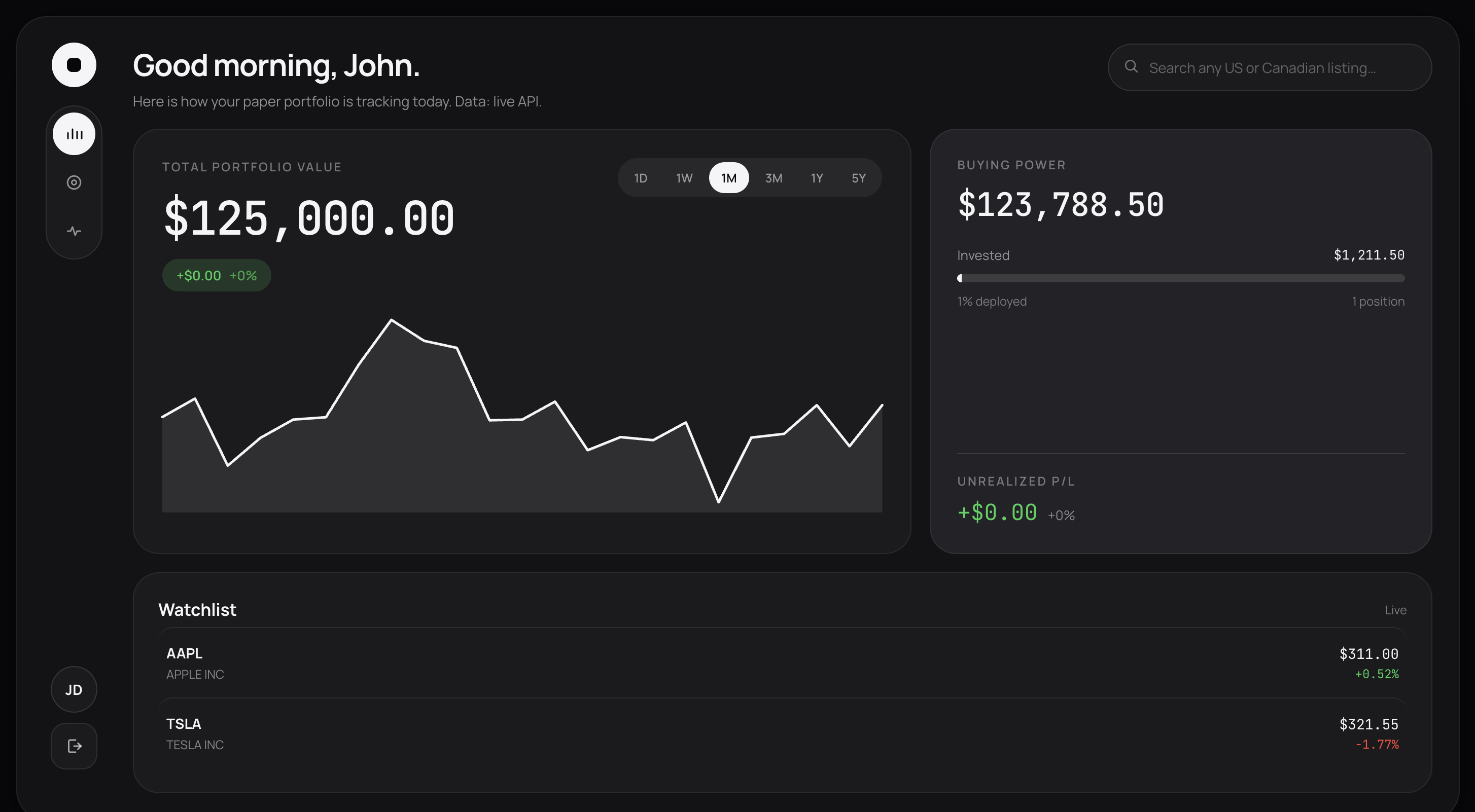 Simfolio portfolio dashboard